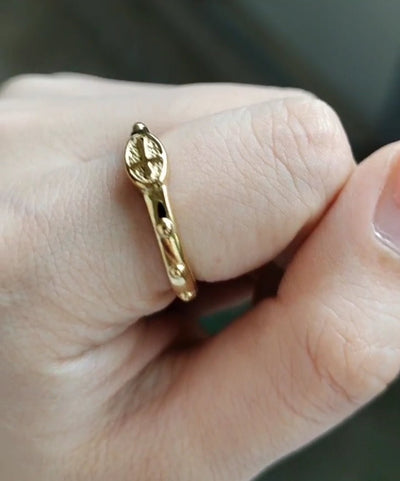 Gold Stainless Steal Rosary Ring - Guadalupe Gifts