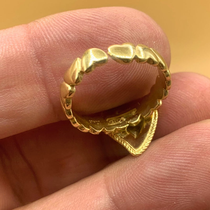 Gold Vermeil Adjustable Sacred Heart Ring - Guadalupe Gifts