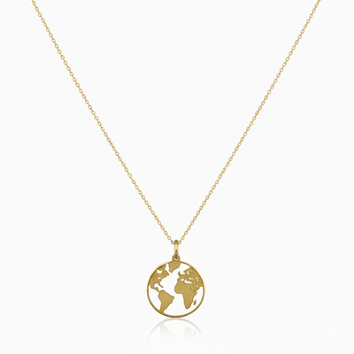 Gold Vermeil Globe Charm Necklace 18 - inch - Guadalupe Gifts