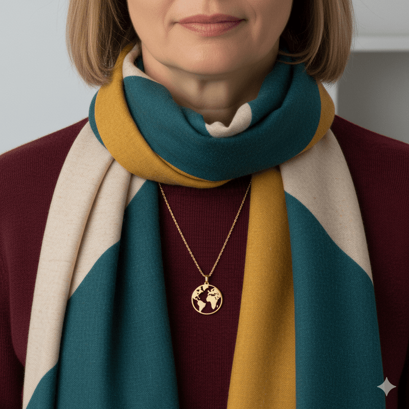 Gold Vermeil Globe Charm Necklace 18 - inch - Guadalupe Gifts