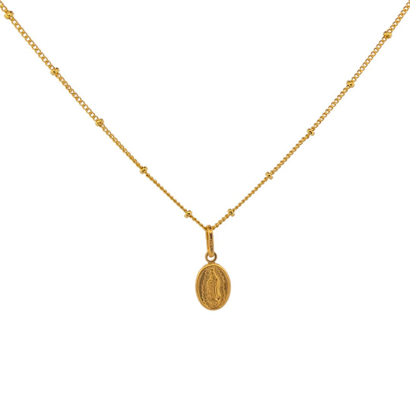 Gold Vermeil Lady of Guadalupe Pendant Necklace 16" - Guadalupe Gifts