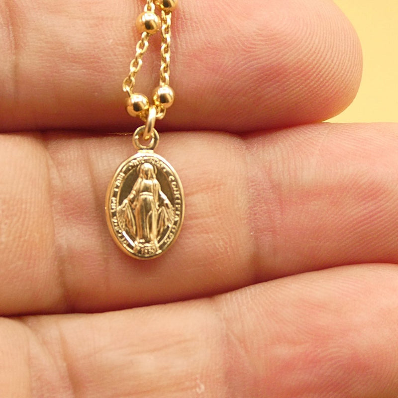 Gold Vermeil Miraculous Mary Medal Necklace - Guadalupe Gifts