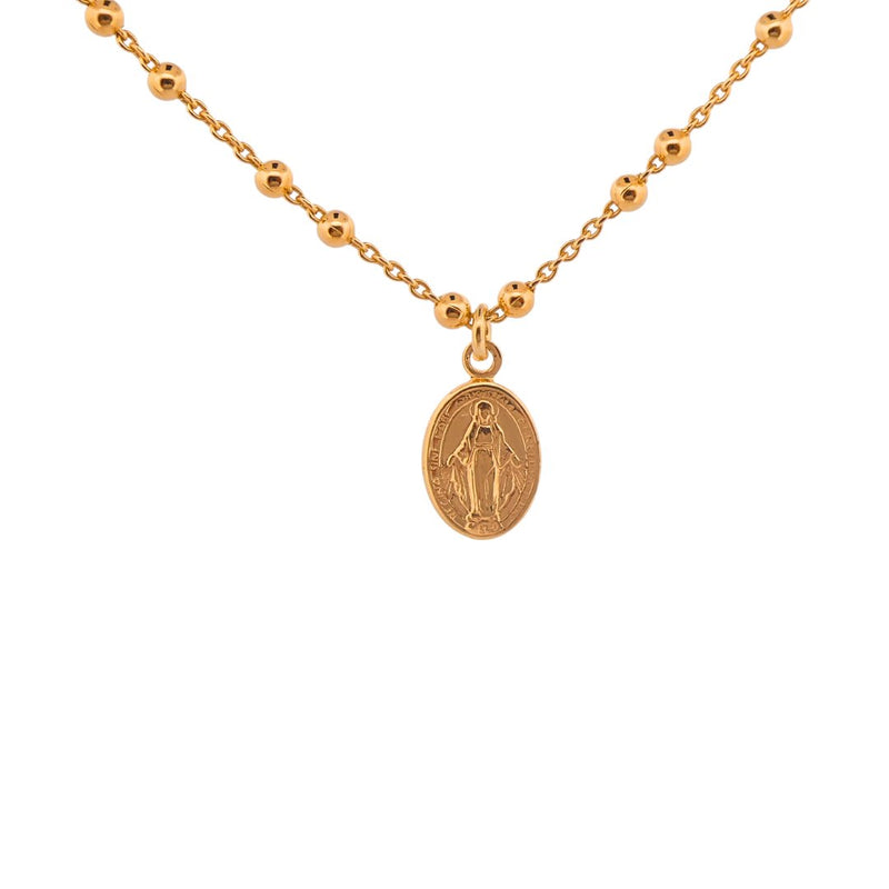 Gold Vermeil Miraculous Mary Medal Necklace - Guadalupe Gifts