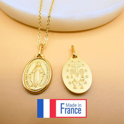 Gold Vermeil Miraculous Medal Necklace 18" | France | Rue du Bac - Guadalupe Gifts