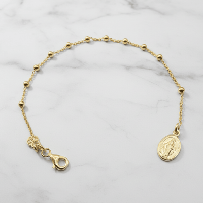 Gold Vermeil Miraculous Medal Rosary Bracelet 7.5 - inch - Guadalupe Gifts