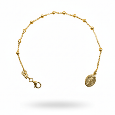 Gold Vermeil Miraculous Medal Rosary Bracelet 7.5 - inch - Guadalupe Gifts