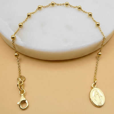 Gold Vermeil Miraculous Medal Rosary Bracelet 7.5 - inch - Guadalupe Gifts