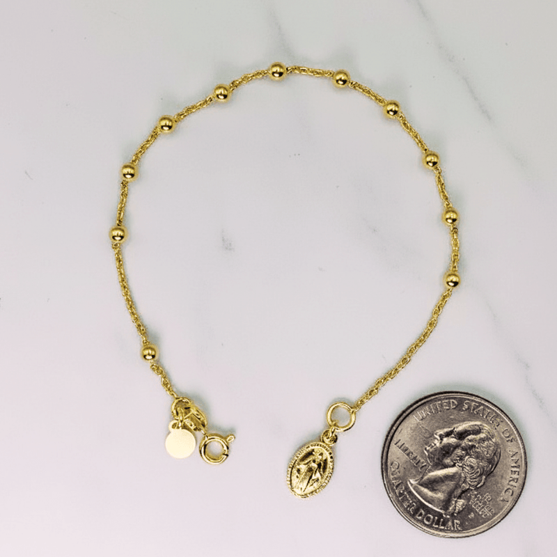 Gold Vermeil Miraculous Medal Rosary Bracelet 7.5 - inch - Guadalupe Gifts