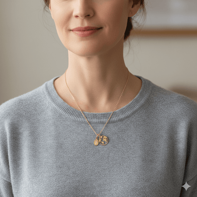 Gold Vermeil Miraculous Medal & World Map Pendant Necklace 18 - inch - Guadalupe Gifts