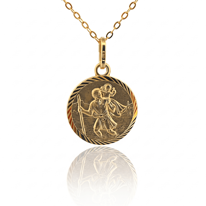 Gold Vermeil Saint Christopher Medal Necklace — Made in Italy