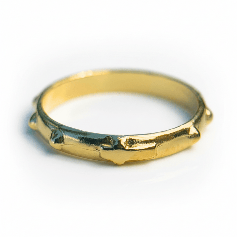 Gold Vermeil (Yellow) Silver Rosary Ring - Guadalupe Gifts