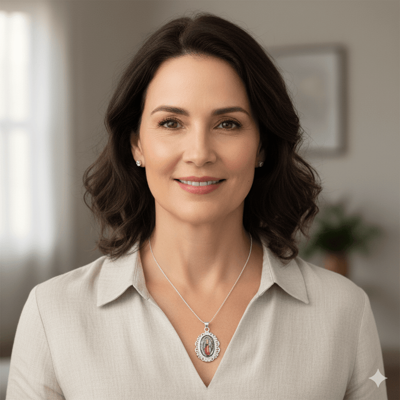 Guadalupe Baroque Necklace w/ Pressed Flowers (II) 18 - inch - Guadalupe Gifts