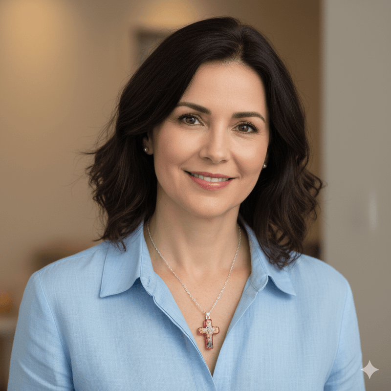 Guadalupe Cross Pendant w/ Pressed Flowers 24" - Guadalupe Gifts