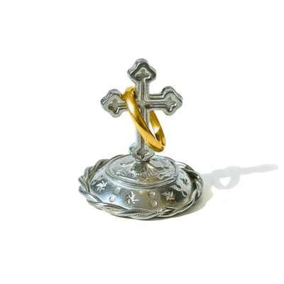 Handcrafted Pewter Cross Ring Stand – Made in the USA - Guadalupe Gifts