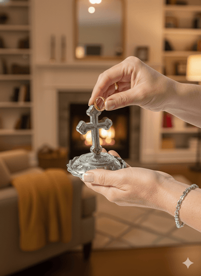 Handcrafted Pewter Cross Ring Stand – Made in the USA - Guadalupe Gifts