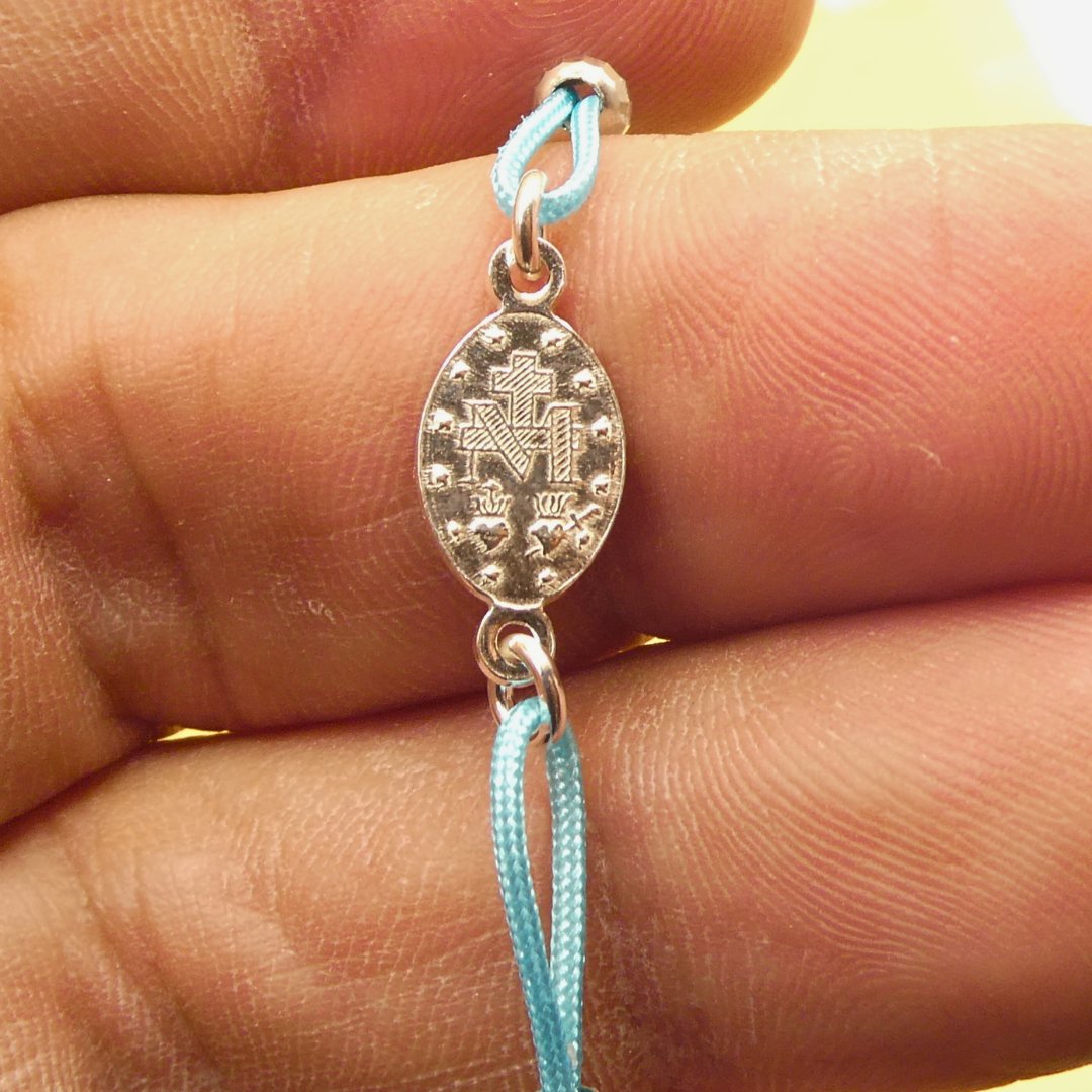 Marian Consecration Bracelet – Adjustable Light Blue Cord with