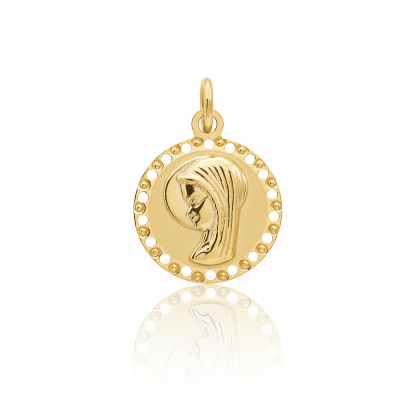 Medalla de la Virgen Niña en Oro (14k gold) Round 0.6" - Guadalupe Gifts