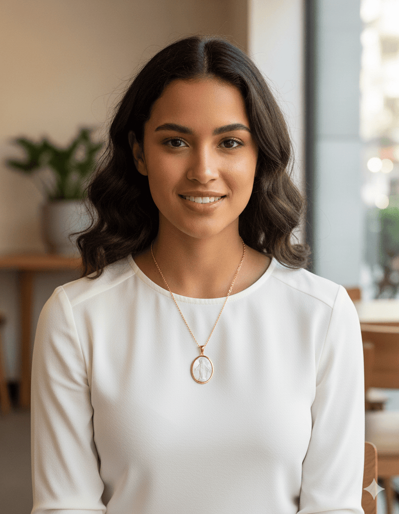 Mother of Pearl Our Lady of Grace Necklace 18 - inch - Guadalupe Gifts