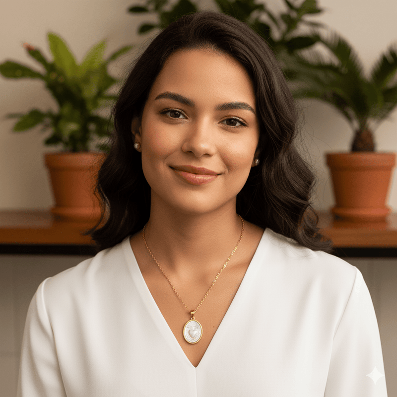 Mother of Pearl Sacred Heart Necklace 18 - inch - Guadalupe Gifts