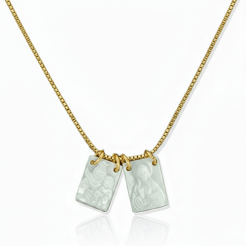Mother of Pearl Scapular Necklace 18 - inch - Guadalupe Gifts