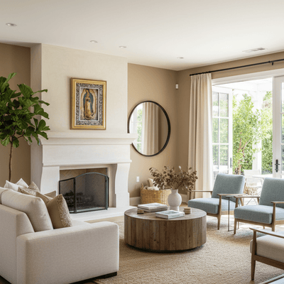 Our Lady of Guadalupe Painting with Hand - Carved Wood Frame 21" x 16" x 1.5" - Guadalupe Gifts