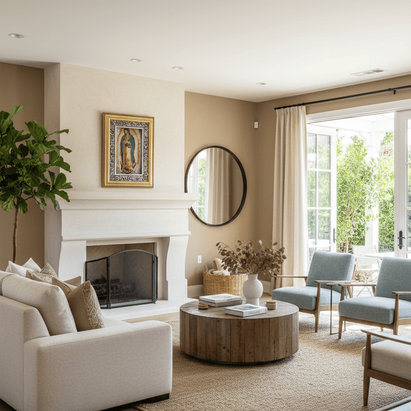 Our Lady of Guadalupe Painting with Hand - Carved Wood Frame 21" x 16" x 1.5" - Guadalupe Gifts