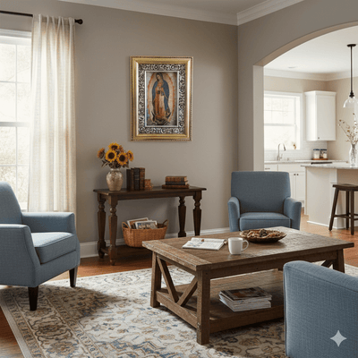 Our Lady of Guadalupe Painting with Hand - Carved Wood Frame 21" x 16" x 1.5" - Guadalupe Gifts