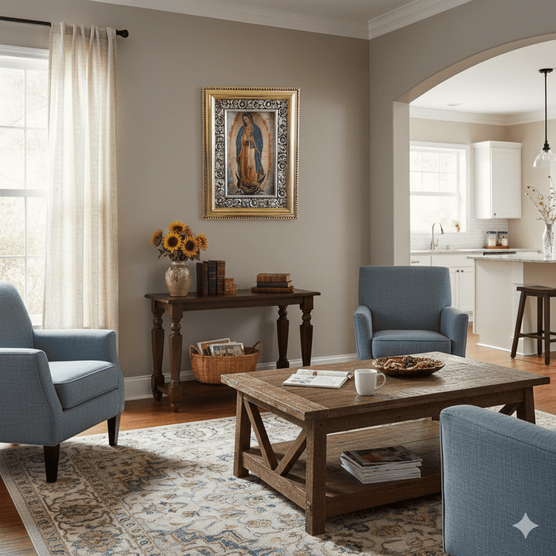 Our Lady of Guadalupe Painting with Hand - Carved Wood Frame 21" x 16" x 1.5" - Guadalupe Gifts