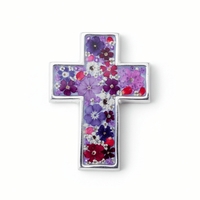 Pressed Flower Cross 4.5" - Guadalupe Gifts