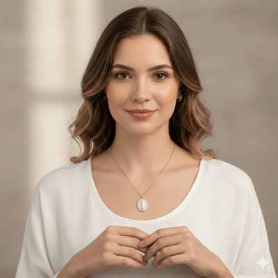 Silver 14k Gold Bezel Virgen de Guadalupe Medal 0.8" x 0.6" - Guadalupe Gifts