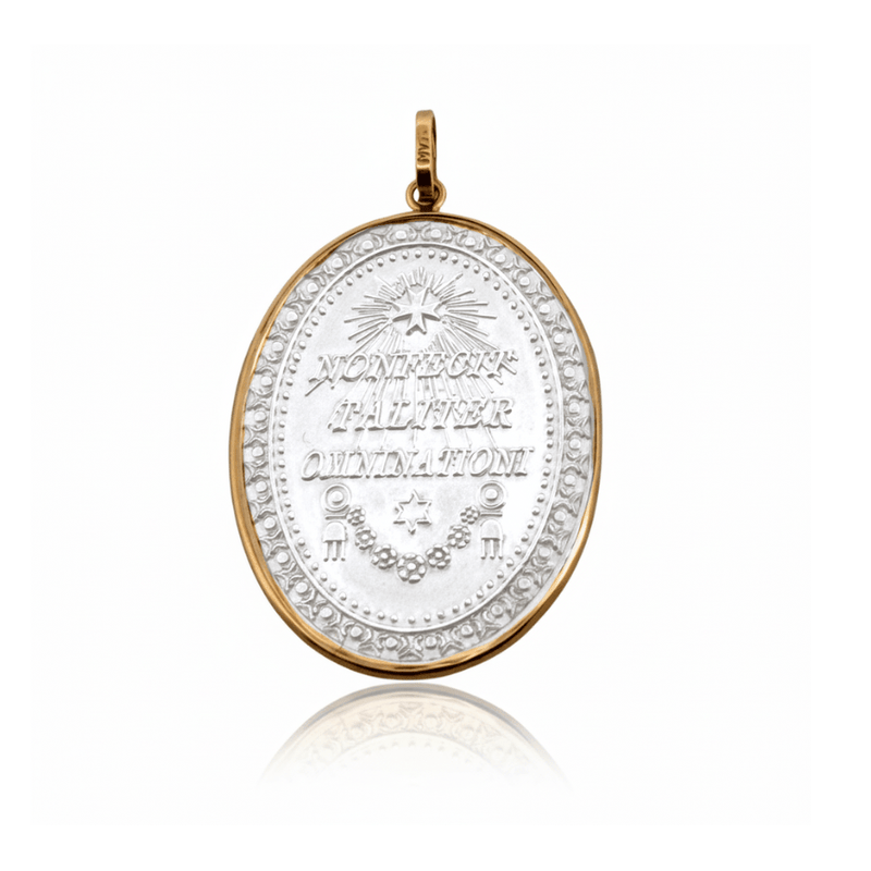 Silver 14k Gold Bezel Virgen de Guadalupe Medal 1.2" x 1" - Guadalupe Gifts