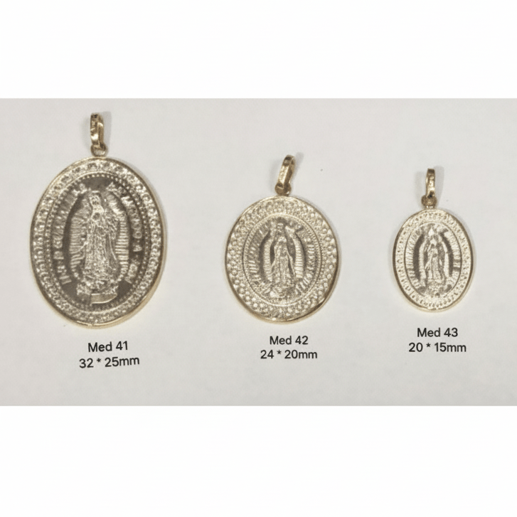 Silver 14k Gold Bezel Virgen de Guadalupe Medal - Guadalupe Gifts