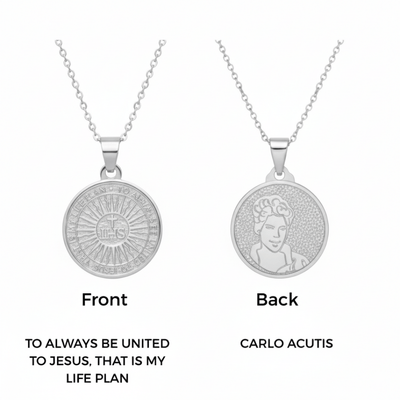 Silver Blessed Carlo Acutis Medal Necklace 18 - inch - Guadalupe Gifts
