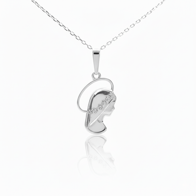Silver Blessed Mother Necklace 18 - inch - Guadalupe Gifts