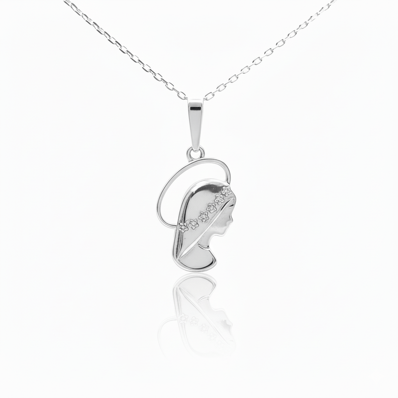 Silver Blessed Mother Necklace 18 - inch - Guadalupe Gifts