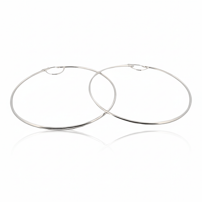 Silver Clip on Hoop Earrings 3 - inch - Guadalupe Gifts