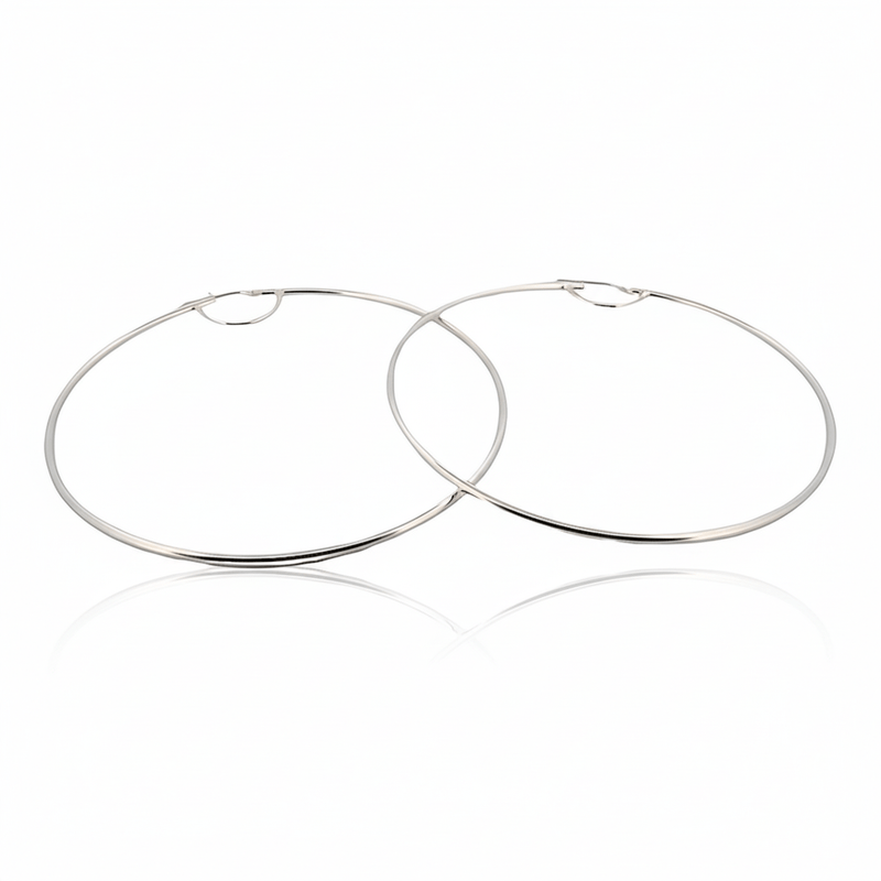Silver Clip on Hoop Earrings 3 - inch - Guadalupe Gifts