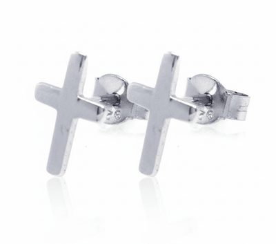 Silver Cross Stud Earrings - Guadalupe Gifts