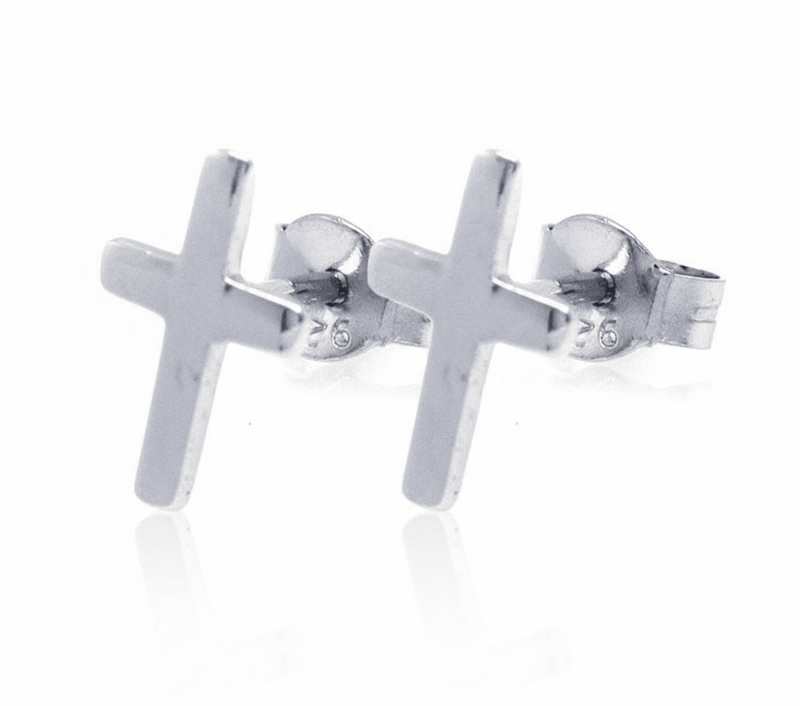 Silver Cross Stud Earrings - Guadalupe Gifts