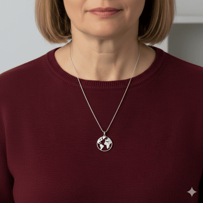 Silver Globe Charm Necklace 18 - inch - Guadalupe Gifts