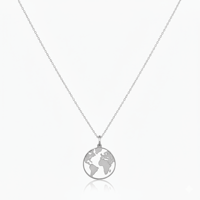 Silver Globe Charm Necklace 18 - inch - Guadalupe Gifts