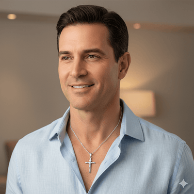 Silver Glossy Crucifix Necklace 18 - inch - Guadalupe Gifts