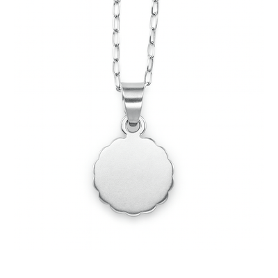 Silver Guardian Angel Floral Round Petite Necklace 18 - inch - Guadalupe Gifts
