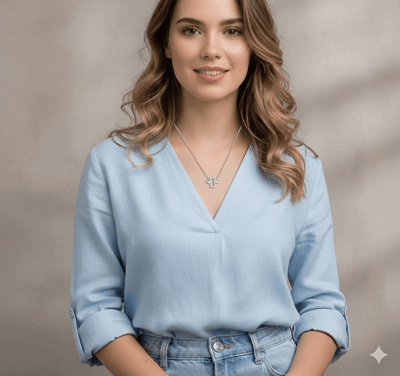 Silver Guardian Angel Necklace w/ CZs 16 - inch - Guadalupe Gifts