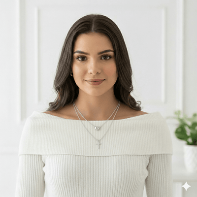 Silver Heart & Cross Double Strand Heart and Cross Necklace 18 - inch - Guadalupe Gifts