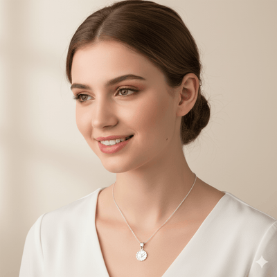 Silver Holy Spirit Round - Pendant Necklace 18 - inch - Guadalupe Gifts