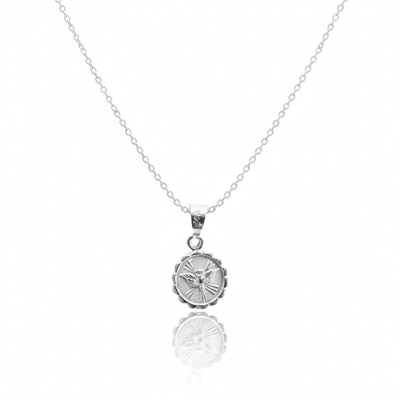 Silver Holy Spirit Round - Pendant Necklace 18 - inch - Guadalupe Gifts