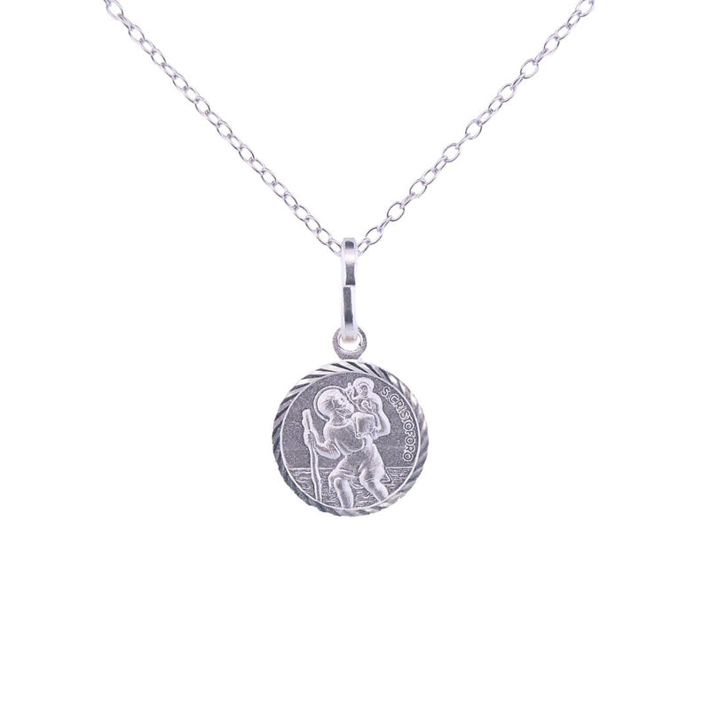 Silver Italian St. Christopher Mini Pendant Necklace 18" - Guadalupe Gifts