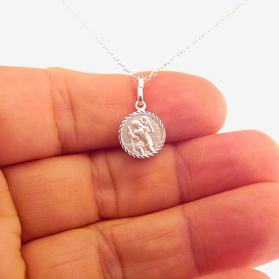 Silver Italian St. Christopher Mini Pendant Necklace 18" - Guadalupe Gifts