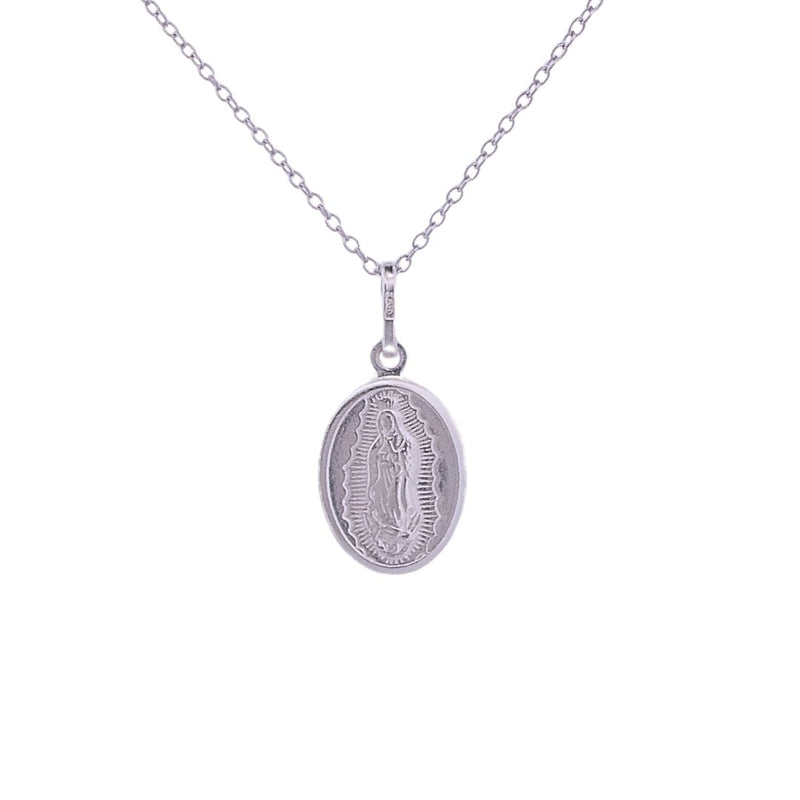 Silver Lady of Guadalupe Necklace - Made in Italy 18" - Guadalupe Gifts